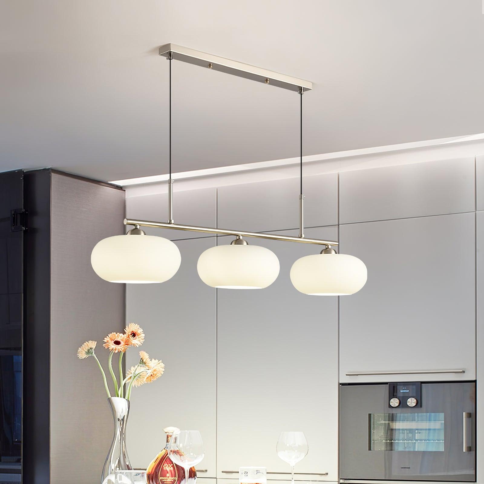 Glass Linear Light Fixture | Modern Cream Linear Hanging Light | Ping ...